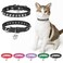 DILLYBUD Leather Cat Collars for Boy Girl Cats with Bell and Safety Elastic Belt Personalized Rivets Stud Adjustable Safe Buckle Collar with Skull Charm for Kitty Small Pets Black