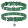 DILLYBUD Leather Cat Collars for Boy Girl Cats with Bell and Safety Elastic Belt Personalized Star and Moon Stud Adjustable Safe Buckle Collar for Kitty Small Big Cats Size 79 Inch Green