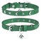 DILLYBUD Leather Cat Collars for Boy Girl Cats with Bell and Safety Elastic Belt Personalized Star and Moon Stud Adjustable Safe Buckle Collar for Kitty Small Big Cats Size 79 Inch Green
