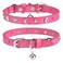 DILLYBUD Leather Cat Collars for Boy Girl Cats with Bell and Safety Elastic Belt Personalized Star and Moon Stud Adjustable Safe Buckle Collar for Kitty Small Big Cats Size 812 Inch Rose