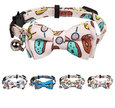 Gyapet Cat Collar Pink with Bow Tie Bell Safety Breakaway Kitten Pet 711in Dot Floral Leopard Food FoodDonut