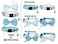 Gyapet Cat Collar with Bow Tie 2pcs Set Bell Boy Girl Kitten Safety Plaid Grid Checkered Solid Color Suede Velvet Cute Soft Gift 2pcs Blue