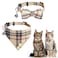 KOOLTAIL Cat Collar Breakaway with Bells and Bowtie 2 Pack Cute Leather Cat Bandana Collar Classic Plaid Design with Safety Buckle Adjustable Size for Small Kitten Boys GirlsBeige