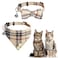KOOLTAIL Cat Collar Breakaway with Bells and Bowtie 2 Pack Cute Leather Cat Bandana Collar Classic Plaid Design with Safety Buckle Adjustable Size for Small Kitten Boys GirlsBeige