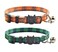 MDENOVO Cat Collar Breakaway with Bell Cute Plaid Patterns Design Adjustable Kitty Safety Collars 2 Pack Pet Collar for Cats711inches GreenOrange