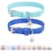 PUPTECK 2 PCS Soft Genuine Leather Cat Kitten Collar with Bells Adjustable for Girl Boy Cats Puppy Pale Turquoise Navy Blue