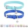 PUPTECK 2 PCS Soft Genuine Leather Cat Kitten Collar with Bells Adjustable for Girl Boy Cats Puppy Pale Turquoise Navy Blue