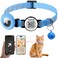 Taghelp QR Code AirTag Reflective Breakaway Cat Collar with Bell Smart Scan Pet ID Tag Apple AirTag Holder 04 Width Lightweight Safety Kitten Collar for Girl Boy Cats Reflective StripBlue