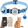 Taghelp QR Code AirTag Reflective Breakaway Cat Collar with Bell Smart Scan Pet ID Tag Apple AirTag Holder 04 Width Lightweight Safety Kitten Collar for Girl Boy Cats Reflective StripBlue