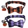 STMK 2 Pack Halloween Plaid Cat Collars with Bow Tie Bell Breakaway Adjustable Pumpkin Cat Kitten Collars with Bowtie Bell for Halloween Cats Kittens Costume Decorations