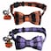 STMK 2 Pack Halloween Plaid Cat Collars with Bow Tie Bell Breakaway Adjustable Pumpkin Cat Kitten Collars with Bowtie Bell for Halloween Cats Kittens Costume Decorations