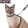 Barleygoo Cat Harness and Leash Set for Outdoor Walking Escape Proof Adjustable Soft Safety Strap with Golden Star and Moon Design Glow in The Dark Black