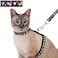 Barleygoo Cat Harness and Leash Set for Outdoor Walking Escape Proof Adjustable Soft Safety Strap with Golden Star and Moon Design Glow in The Dark Black