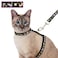 Barleygoo Cat Harness and Leash Set for Outdoor Walking Escape Proof Adjustable Soft Safety Strap with Golden Star and Moon Design Glow in The Dark Black Medium
