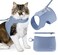 ROMP Cat Harness Collar Leash Set Escape Proof Adjustable Choke Free Velcro Harness Vest for Walking Cats Kittens Cotton Blue Medium