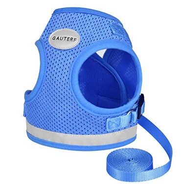 GAUTERF Cat Harnesses and Puppy Harness with Leashes Set Escape Proof Cat Harness Adjustable Reflective Soft Mesh Vest Fit Puppy Kitten Rabbit Ferretss Outdoor Harness