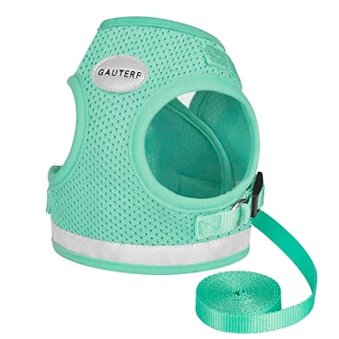 GAUTERF Cat Harnesses and Puppy Harness with Leashes Set Escape Proof Cat Harness Adjustable Reflective Soft Mesh Vest Fit Puppy Kitten Rabbit Ferretss Outdoor Harness