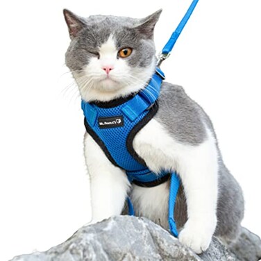 Mr. Peanut's Mr Peanuts PurrTrek Reflective Cat Harness with Matching Leash Small Blue