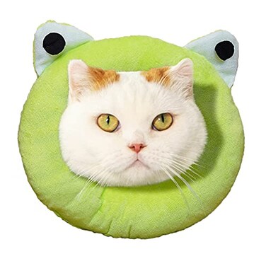 Kukaster Pet Adjustable Cat Recovery Collar SoftCute Pet ECollar Neck Cone After Surgery Wound Healing Protective Cone Fit for Kitties Small DogsELC05frogs