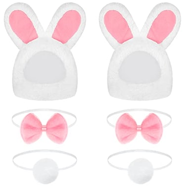Weewooday 6 Pieces Easter Cute Costume Bunny Rabbit Hat with Ears Cat Bowtie Collar Tail for Cats and Small Dogs Party Costume Easter Pet Accessory Headwear