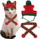 Pawskido Cat Christmas Costume Knit Pet Hat and Holiday Scarf Winter cat Outfits