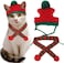Pawskido Cat Christmas Costume Knit Pet Hat and Holiday Scarf Winter cat Outfits