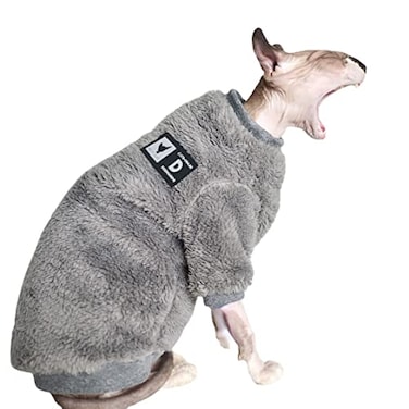 DUOMASUMI Warm Pet Sweater Sphynx Cat Clothes Fashion Soft Cat Apparel Comfort Thickened Winter Sphinx Hairless Cat Clothes S