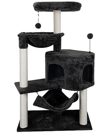 YUNIQUE Cat Tree with Cat Condo and Big Hammock Darkgrey