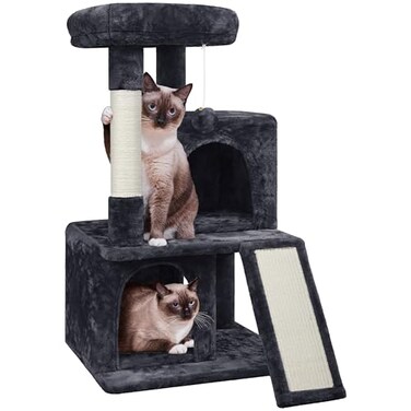 Yaheetech Cat Tree for Indoor Pets 36in Tower Condo wExtra Large Perch Scratching Posts Board Dangling Ball Play Structure for Kittens Adult Cats Graphite Gray