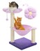 MUTTROS Flower Cat Scratching Post 28 Cute Cat Tree Tower for Indoor Cats with Large Hammock Soft Perch Bed Replaceable Toy Ball for Kittens Purple