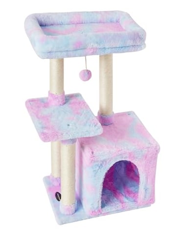 FISH&NAP FISHNAP Cute Cat Tree Kitten Cat Tower for Indoor Cat Condo Sisal Scratching Posts with Jump Platform Cat Furniture Activity Center Play House Rainbow