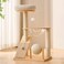HITTITE Solid Wood Cat Tree Tower with Scratching Post 378 Inches Tall Cat Towers with Scratching Board and Scratcher Ball Modern Cat Tower With Space Capsule and Removable Top Bed for Indoor Cats