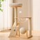 HITTITE Solid Wood Cat Tree Tower with Scratching Post 378 Inches Tall Cat Towers with Scratching Board and Scratcher Ball Modern Cat Tower With Space Capsule and Removable Top Bed for Indoor Cats