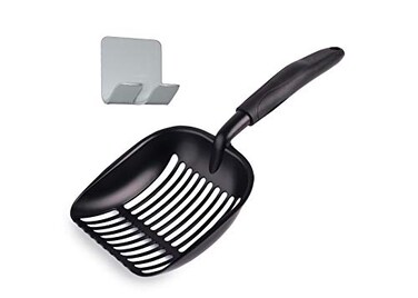 Pets First Cat Litter Scooper Ergonomic Easy Grip Design Deep Cleaning with A NonStick No Residue BuildUp Solid Aluminum Waterproof Bonus Hook 175 x 1325 x 5