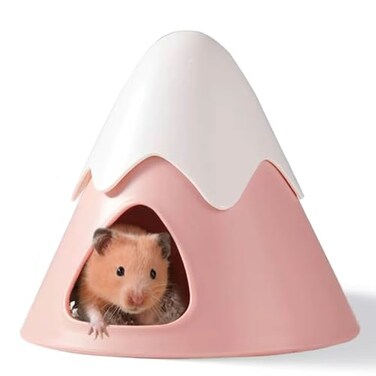 Acsist Hamster Hideout Snowy Mountain Shape Hamster Hide HouseCute Small Animal Habitat Hideaway Hut for Syrian Hamsters Mice Gerbils Rats Pink