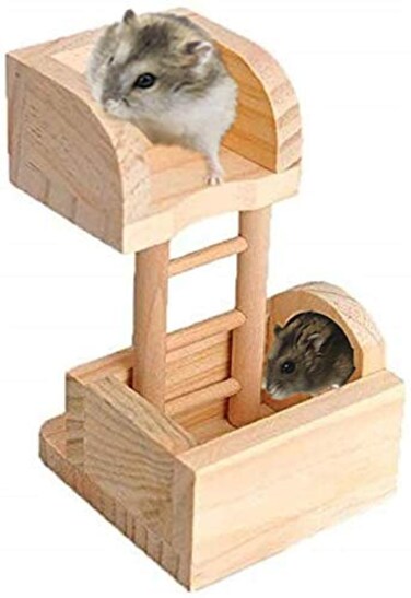 Litewoo Hamster Hideout Chewable Toys Wooden Accessories Ladder