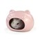 LuckyOpt Hamster Ceramic House Cute Bear Shape Hamsters Summer Cooling Cave for Small Pets Dwarf Mice Gerbils Pink S