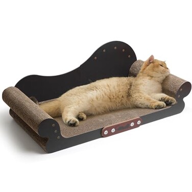 ComSaf Large Cat Scratcher Bed 26 Cat Scratching Board Cat Couch Scratcher Cardboard Durable Scratch Lounge Bed Long Lasting Scartching Pads for Indoor Cats Furniture Protector