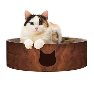 çŒ«å£± Necoichi Cat Scratcher Bowl for Indoor Cats Cat Scratching Lounger with Reversible Usability and Extra Comfort for Lounge Cardboard Bed Couch Regular Dark Cherry