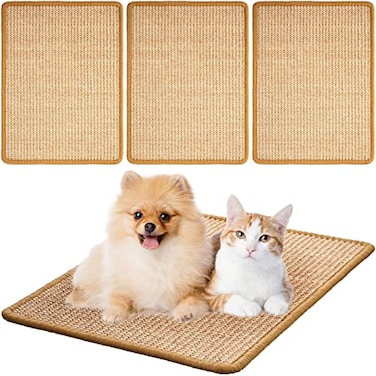 Newwiee 4 Pcs Cat Scratch Sisal Mat Cats 157 x 12 Inch Scratching Floor Pad Rug for Grinding Claws and Carpets Sofa Couch Furniture Door Protector