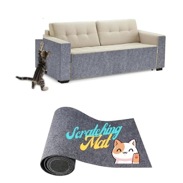 SAVUK Cat Scratching Mat for Couch Furniture Protective Cover AntiFall Climbing Claw Corner Wall Mat SelfAdhesive Cuttable Easy to Clean Replacement Carpet Rug Grey 15 x 24