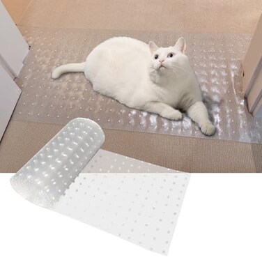 THAMIAO Carpet Protector for cat Dog Anti Scratch Under Door Cat Scratch Protector Mat from Scratching Easy to Cut Non Slip Plastic Carpet Scratch Stopper Cat Scratch Guard Carpet 36FTClear 1pcs
