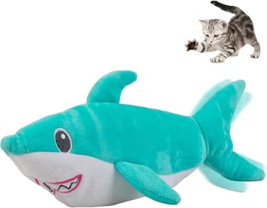 Pet Craft Supply Wiggle Pickle and Shimmy Shark Flipper Flopper Interactive Electric Realistic Flopping Wiggling Moving Fish Potent Catnip and Silvervine Cat Toy Multi 8726 All Breed Sizes
