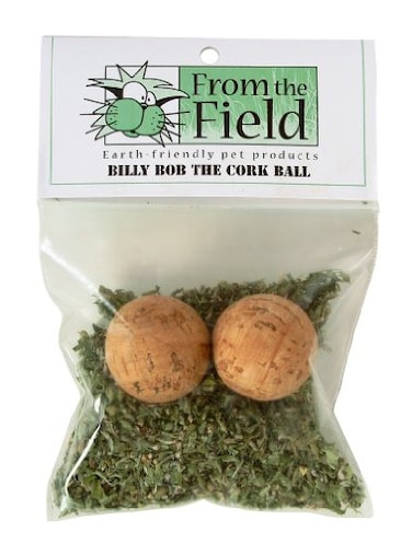 From The from The Field Billy Bob The Cork Ball Cat Toy Natural EcoFriendly CatnipInfused Play Ball Durable Lightweight Biodegradable Safe for Cats Kittens USAMade Interactive Toy