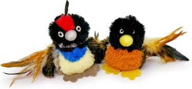Pet Craft Supply Kitty Condor Crazy Catnip Funny Cuddling Chasing Hunting Irresistible Stimulating Soft Plush Boredom Relief Interactive Cat Toy with Realistic Feathers All Breed Sizes Pack of 2