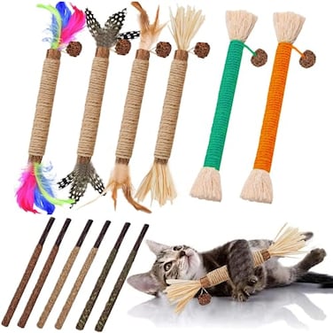 GREMBEB Cat Toys 12Pack Silvervine Chew Stick 12Pack Kitten Treat Catnip Toy Kitty Natural Stuff Catnip Matatabi for Cleaning Teeth Indoor Dental Snack Interactive