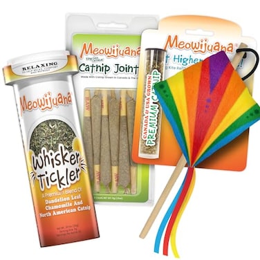 Meowijuana Get Higher Bundle Get Higher Kite Refillable Toy King Size Catnip Joints and Whisker Tickle Hand Harvested and Rolled Dried High Potency Catnip Grown in North America