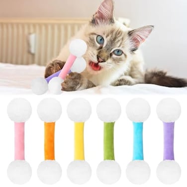 CiyvoLyeen Swabs Catnip Toys Set of 6 Soft Plush Kicker Toys Interactive Kitty Kick Sticks for Cat Lovers Gift Sturdy Teething Chew Toy