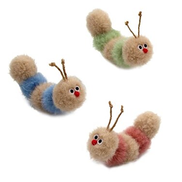 Jumpaws Interactive Natural 3 PK Catnip Toy with Rattle Bite Resistant for All Ages Indoor Cat Soft Caterpillar Toys Fluffy Kitten Toy