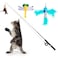 Pawaboo Cat Feather Toys 4 Pack Interactive Cat feather Teaser Wand Toys Retractable Fishing Pole Wand Catcher Exerciser with Refill Fish Dragonfly Worm with Bells Fun Cat Kitten Kitty Playing Toy